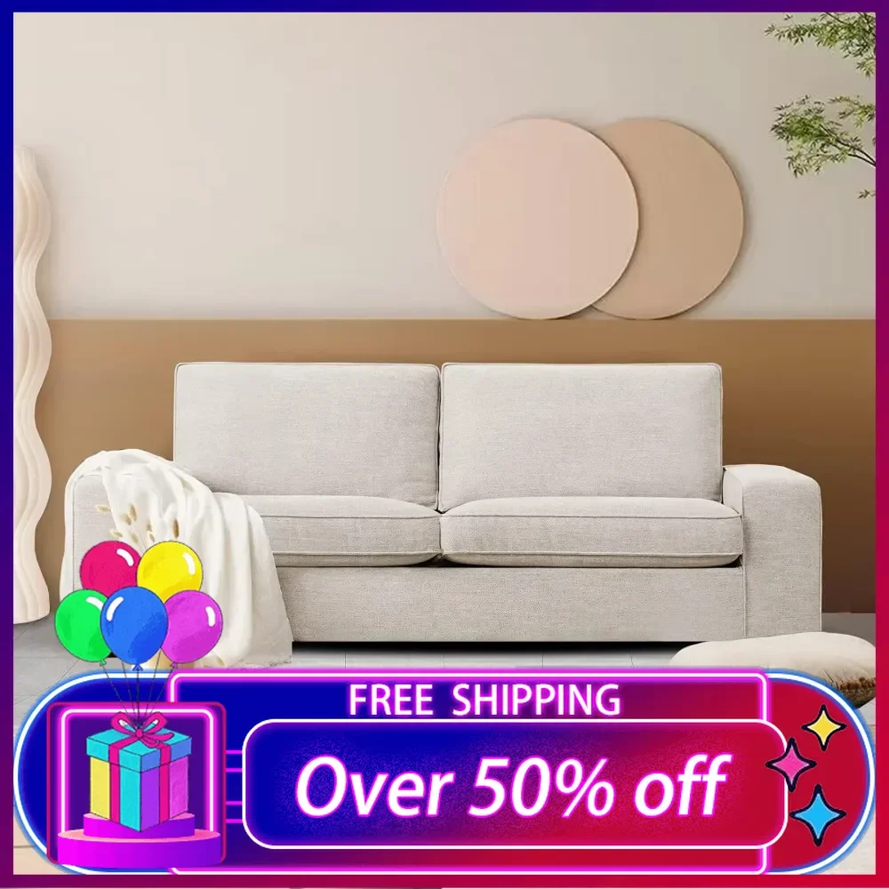 Modern Sofas Couches for Living Room,Chenille Sofas&couches with Square Armrest, Removable Low-Back Sofa Cushion and Sofa Cover