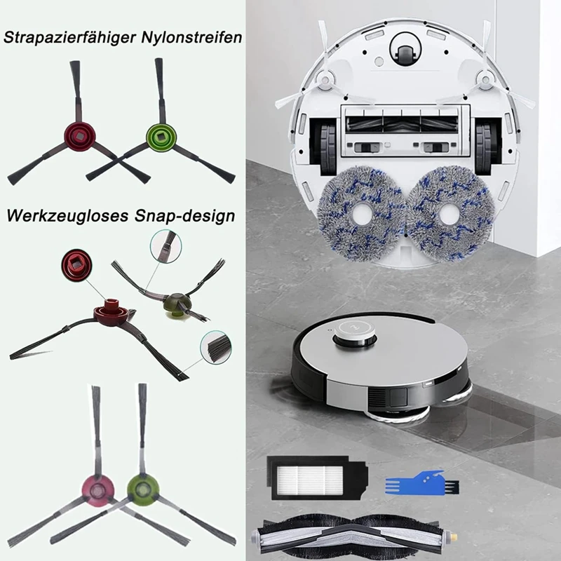فلاتر HEPA أكياس غبار قماش ممسحة ، فرشاة جانبية رئيسية ، فلاتر HEPA ، مكنسة كهربائية ، قطع غيار لـ Ecovacs Deebot X1 ، توربو Omni X1