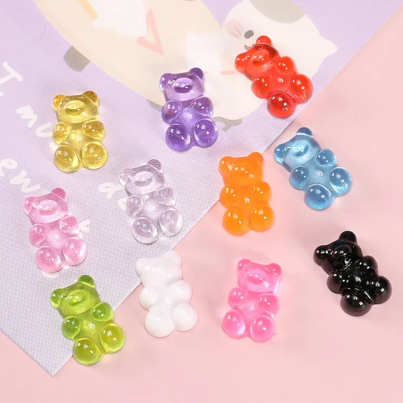 50pcs 3D Cartoon Jelly Bear Nail Art Resin Charms Rhinestones Kawaii Accessories Press on Nails Decorations DIY Supplies Parts