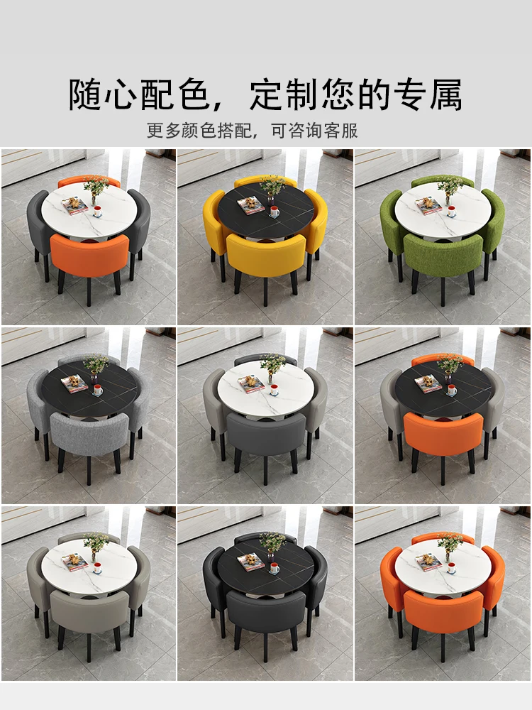 Rock Plate Dining Table Household Small Apartment Dining Table Reception Negotiation Table and Chair Combination