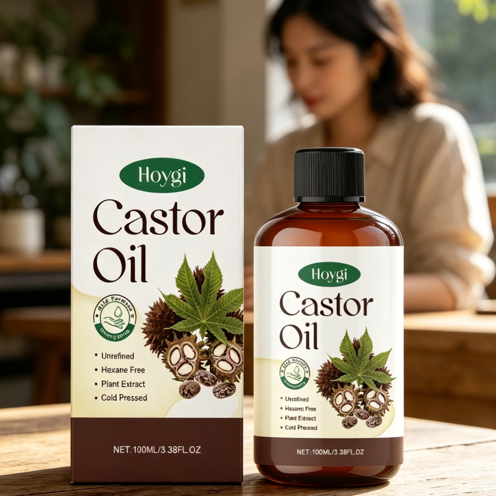 Hoygi Pure Castor Oil Long Lasting Moisturizing Skin Rejuvenate Nourishing Hair Follicles Anti Dry Body Hair Skin Care Oil 100ml