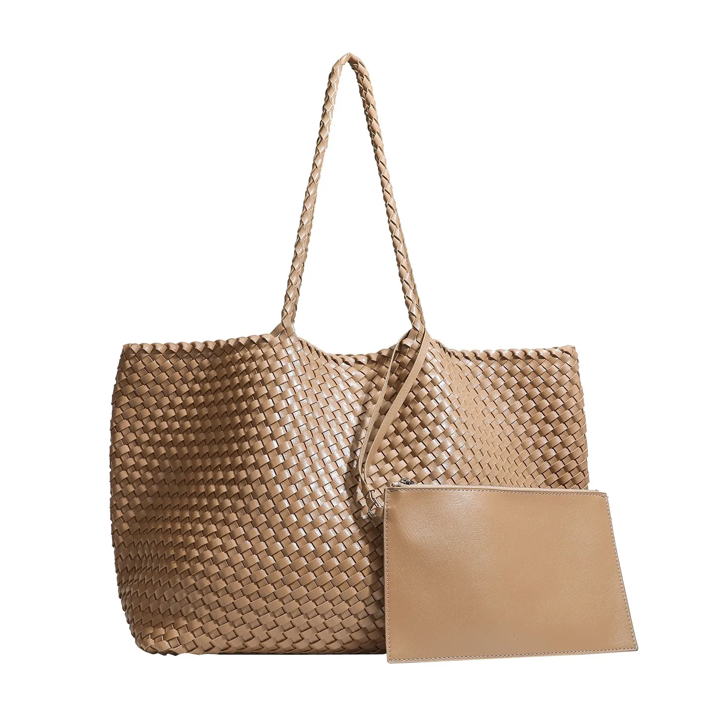 

Woven Tote Bag Womens Purse Vegan Leather Shoulder Handbags - Fashion Summer Beach Tote Bags - Large Travel Totes