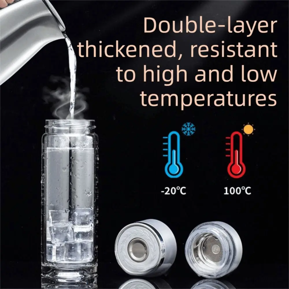 Double Anti-Scald Glass Water Cup Borosilicate Glass One Click Opening Infuser Tumbler Leak Proof with Tea Filter view 6