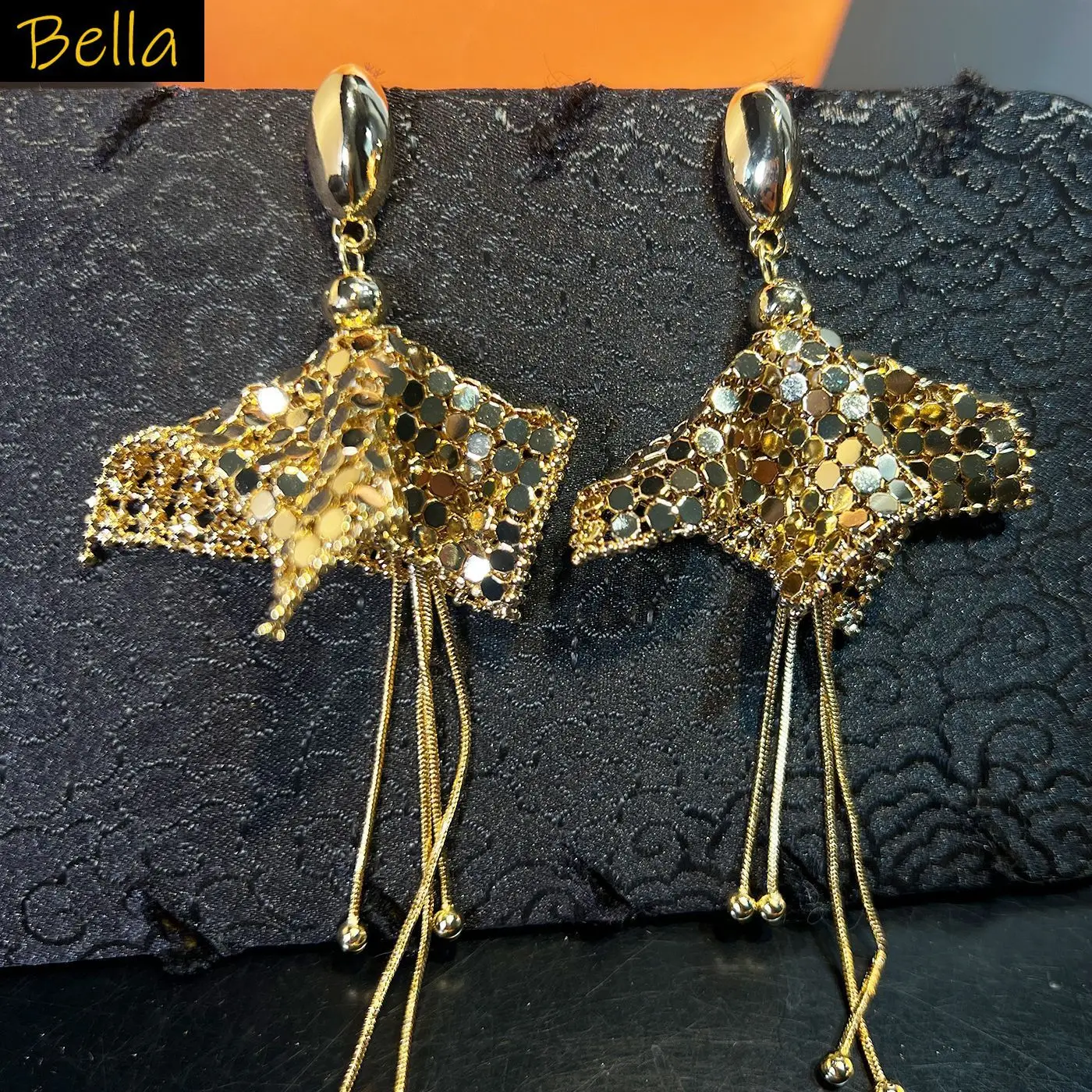 Shiny Sequin Tassel Dangle Earrings Gold Silver Metal Long Chain Fringe Drop Earrings Statement Jewelry Club Party Evening Gift