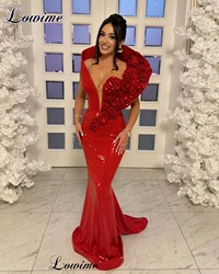 Simple Red Mermaid Cocktail Dresses With Rose Flowers Off Shoulder Summer Prom Dresses Elegant Vestidos De Cóctel Evening Gowns