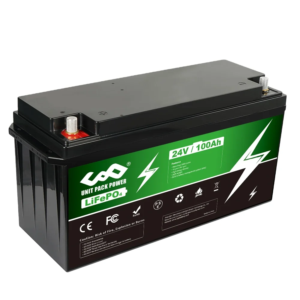 24V LifePo4 Battery Pack 100Ah with 100A BMS for 2000W 1500W  Motorcycle Trike Golf cart lithium battery