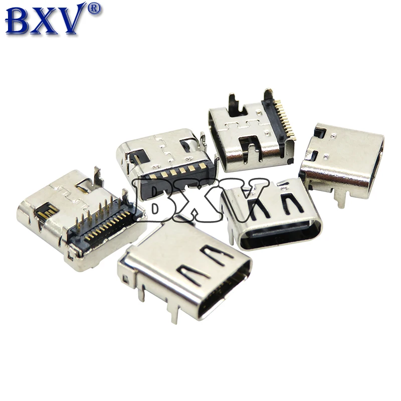 10PCS/LOT TYPE-C USB SMD Female Socket 6/16/24P 6/16/24PIN HD Transmission Interface For Smartphones End Charging Plug Module