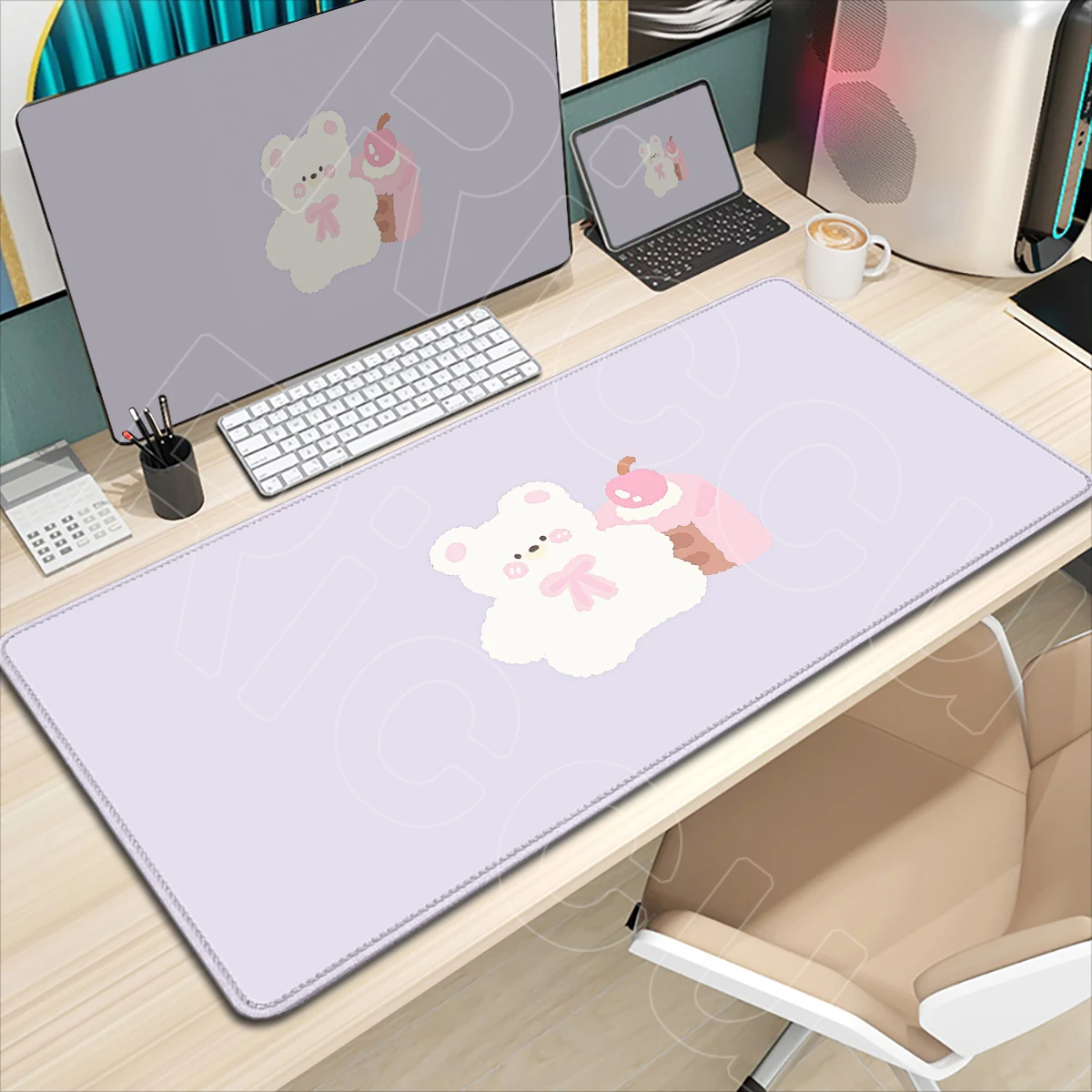 Niedliche Mauspads mit Kaninchen- und Bärenmotiv, rutschfeste Gummiunterseite, Gaming-Mauspad, langlebige Nähte, ultraglatte Oberfläche, Laptop-Büroteppich – Detail 7