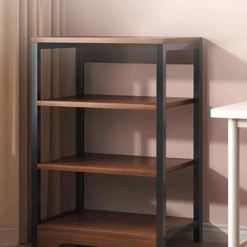 

Shelf, shelf, floor-to-ceiling, multi-layer storage, bookshelves, desk, steel and wood, bedroom, simple household bookcase