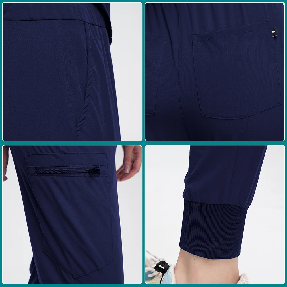 Pantalones de tela médica para hombre y mujer, pantalón de cintura elástica para correr, veterinario, mascota, pelo sin adherente