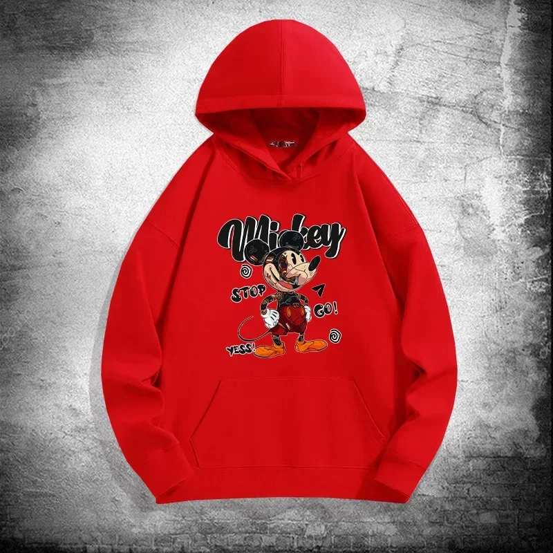 Pattern Lovely Male Sweatshirts Loose Pocket Disney Mickey Mouse Cartoon Clothing Cozy Men Hoodies Autumn Winter Pullover