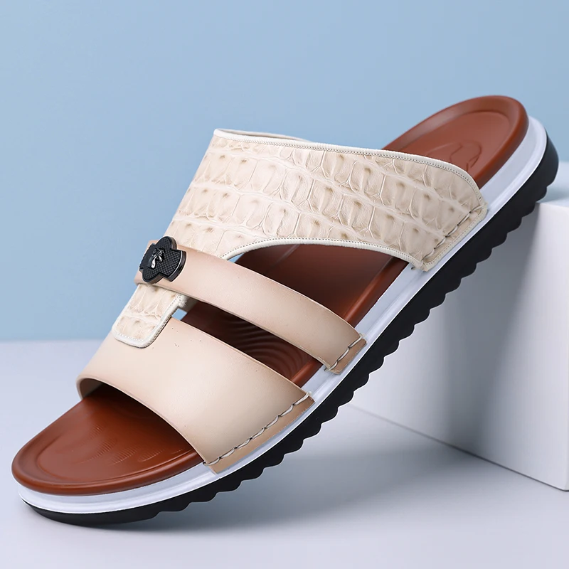 Men's Comfortable Soft Sole Summer Slides, Stylish Breathable Anti-Slip Sandals Suitable for Outdoor, Driving and Beach-5355