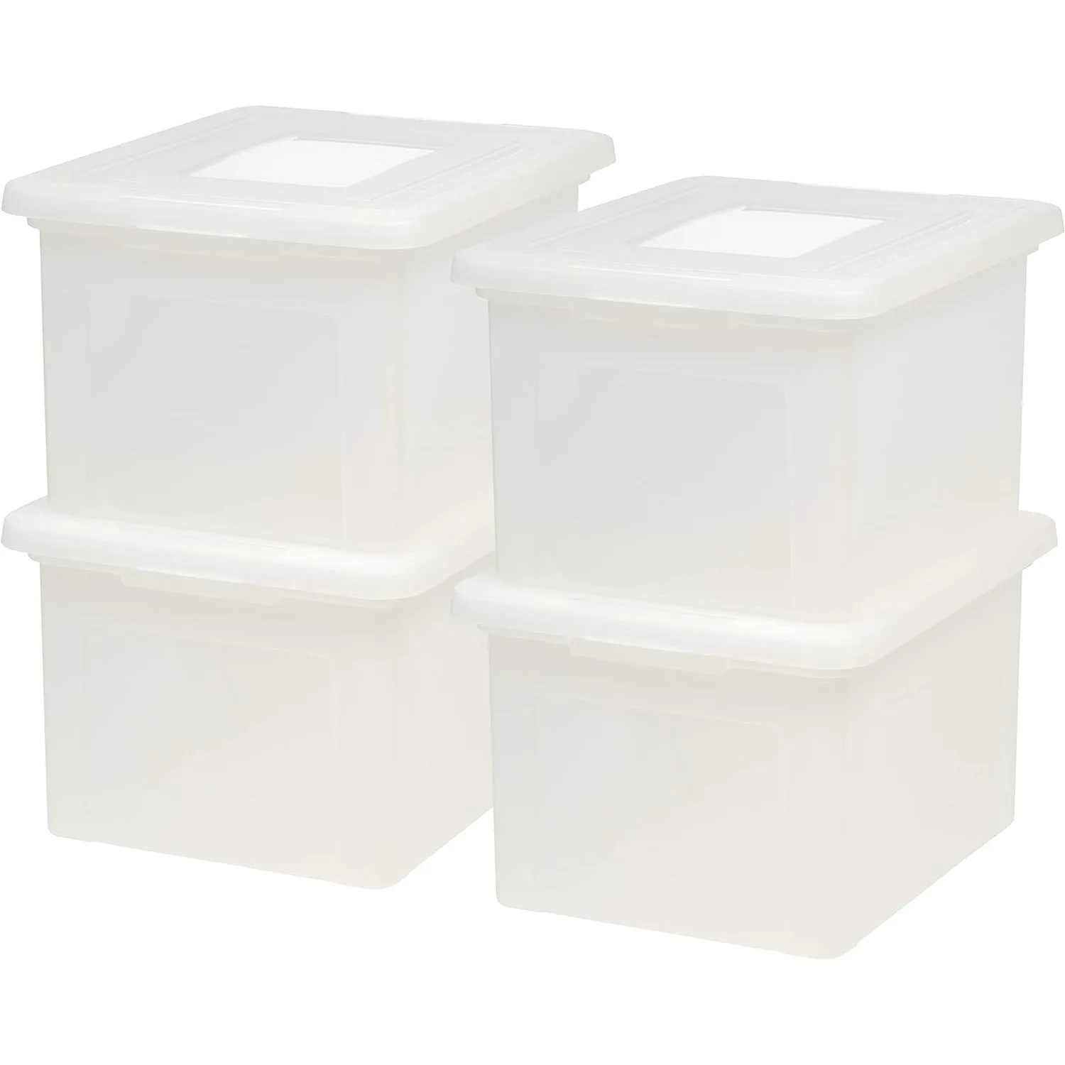 

IRIS USA 4 Pack Letter/Legal File Box BPA-Free Plastic Storage Bin Tote Organizer with Durable and Secure Latching Lid Stackable