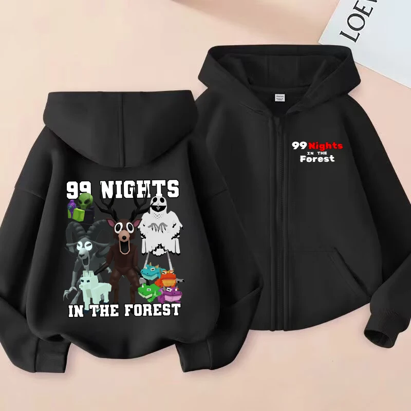 99 noites na floresta zíper hoodies crianças anime jaqueta com capuz crianças primavera outono cardigan mangas compridas meninos roupas presente