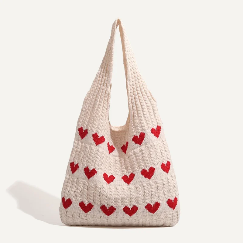 

Knitting bag Knitting bag Love bag Yarn hand bill shoulder bag Large capacity shopping bag