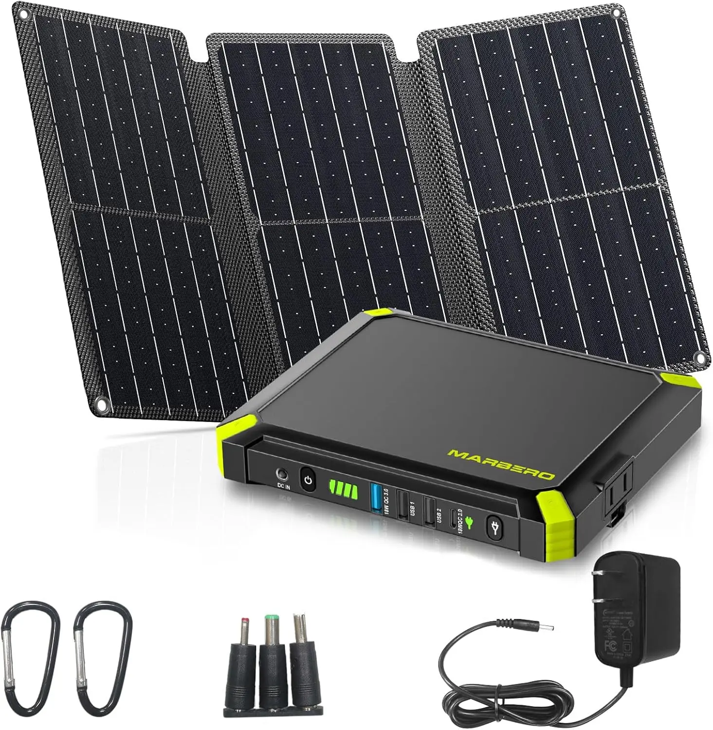 Portable Power Station with Solar Panels 30W, Solar Generator with Panels Included, 100W Peak AC for Power Outage