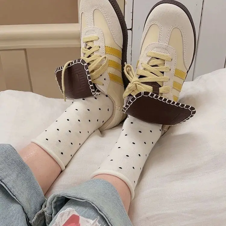 1/3Pairs Autumn Women's Socks New Trendy Japanese Fashion Socks For Girls Breathable Casual Basic Simple Dots Crew Socks