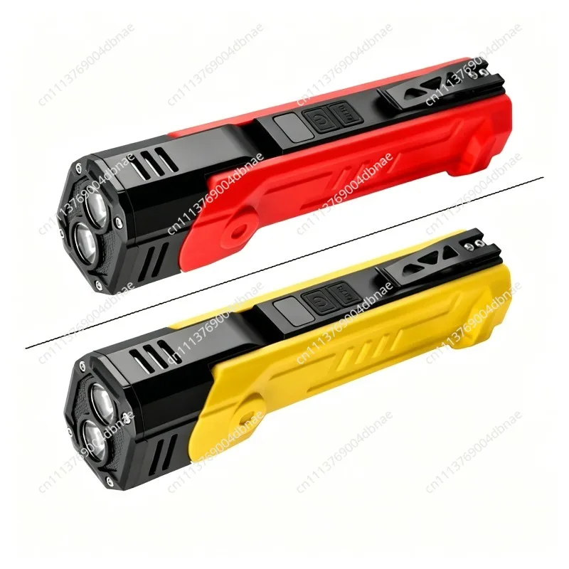 Red and white dual light source flashlight rotates 180 degrees with pen clip magnet multi-function work light