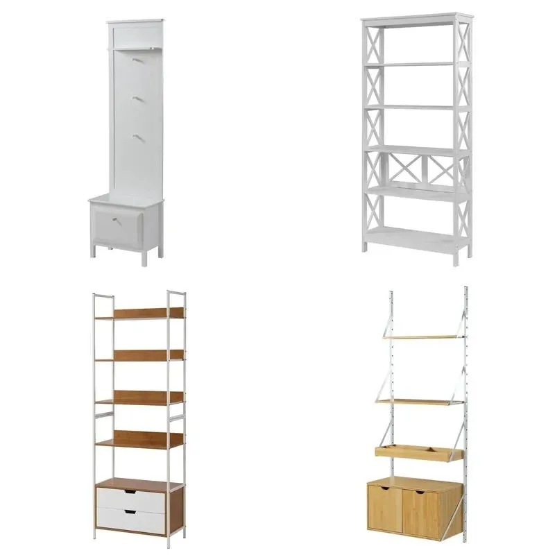 Modern Nordic solid wood floor hanger with baffle living room furniture storage rack simple design coat rack