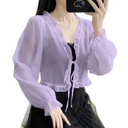 Wedding Party Dress Open Front Sheer Bolero Chiffon Shrug Cardigan Wrap For Cape Cover Up Women Long Sleeve Summer Outwear