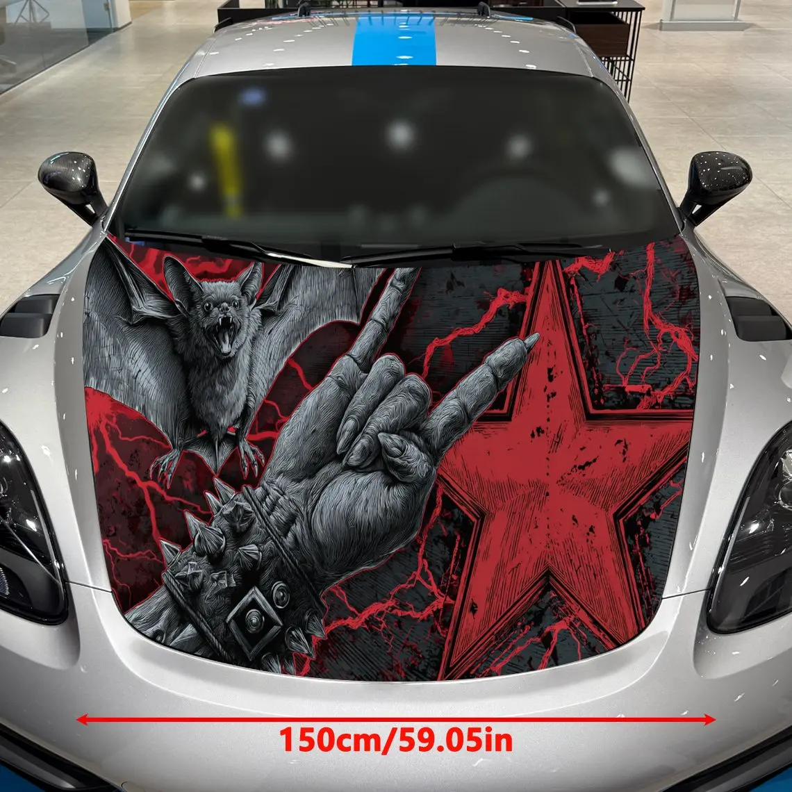 Rock Bat Print stickers, PVC Material Multifunctional car hood stickers, waterproof self-adhesive, scratch resistant, eas