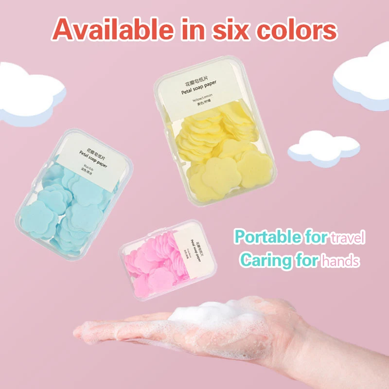 1Box Portable Skin Friendly Fresh Hand Washing Toilet Soap Slice Disposable Petal Soaps Flakes Household For Girls/travel