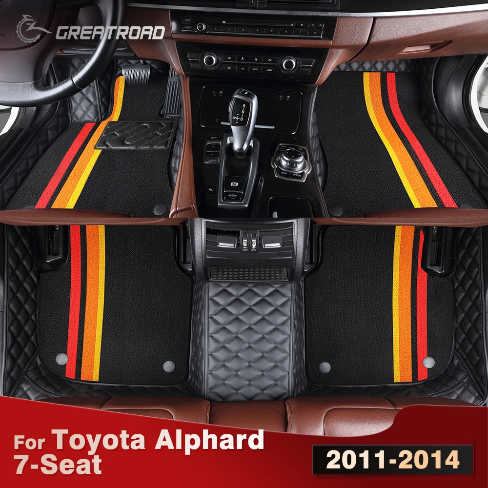 

For Toyota Alphard 7-Seat 2011 2012 2013 2014 Double Layer Car Floor Mats Custom Auto Carpet Cover Interior Accessories
