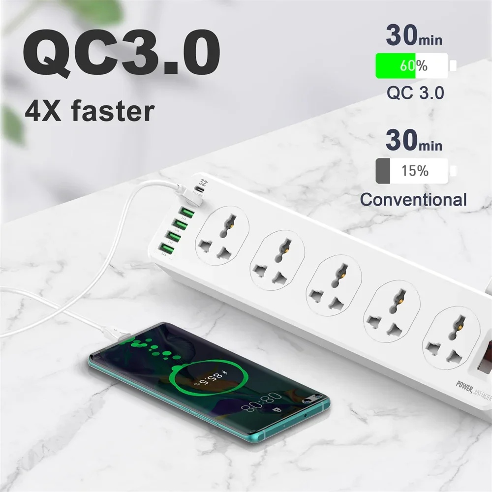 LDNIO Power Strip Eu Korean US UK Type Plug Multi Universal Outlet 2 M Electric Extension Network Filter With Usb Charger Socket