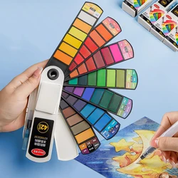 Verf Aquarel Doos Ventilator Effen 24 Kleuren Draagbare Aquarel Verf Tools Set Voor Studenten Kunst