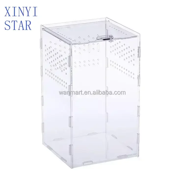 Hexagon Snake Lizard Tarantula Breeding Box Sliding Magnetic Clear Acrylic Reptile Terrarium Box