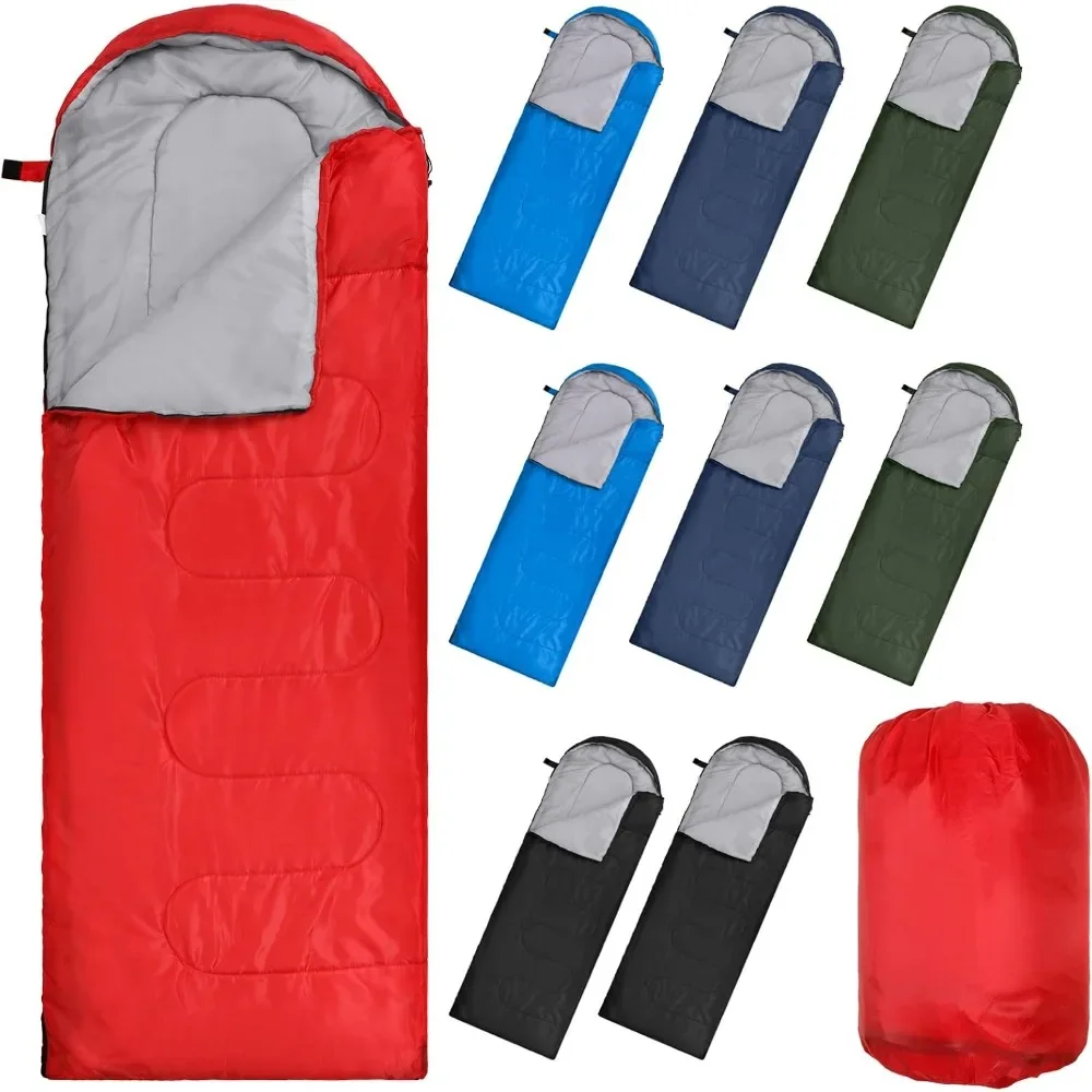 10 Pcs 0 Degree Camping Sleeping Bags Bulk,Cold Weather Sleeping Bags 4 Season Warm Waterproof Lightweight with Compression Sack