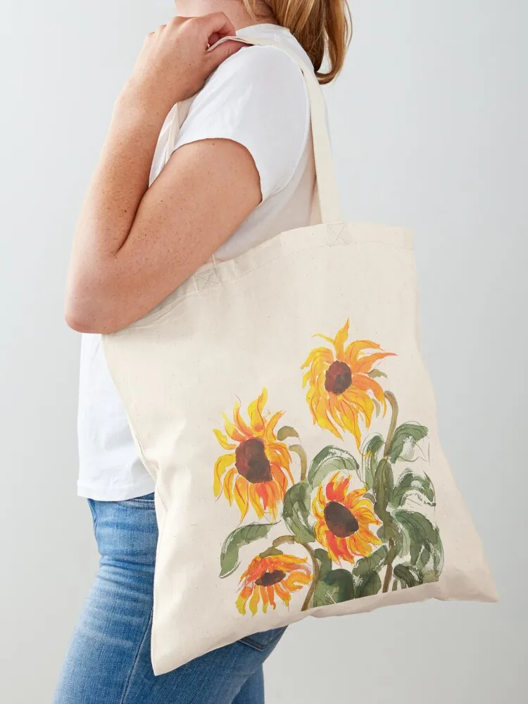 hand painted sunflower watercolor 2018 Tote Bag ecological bags university shopper bag Big bag women