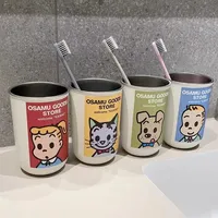 Cartoon 304 Stainless Steel Mouthwash Cup Rust Resistant Corrosion-resistant Brushing Cup Household Portable Plastic Wash Cup