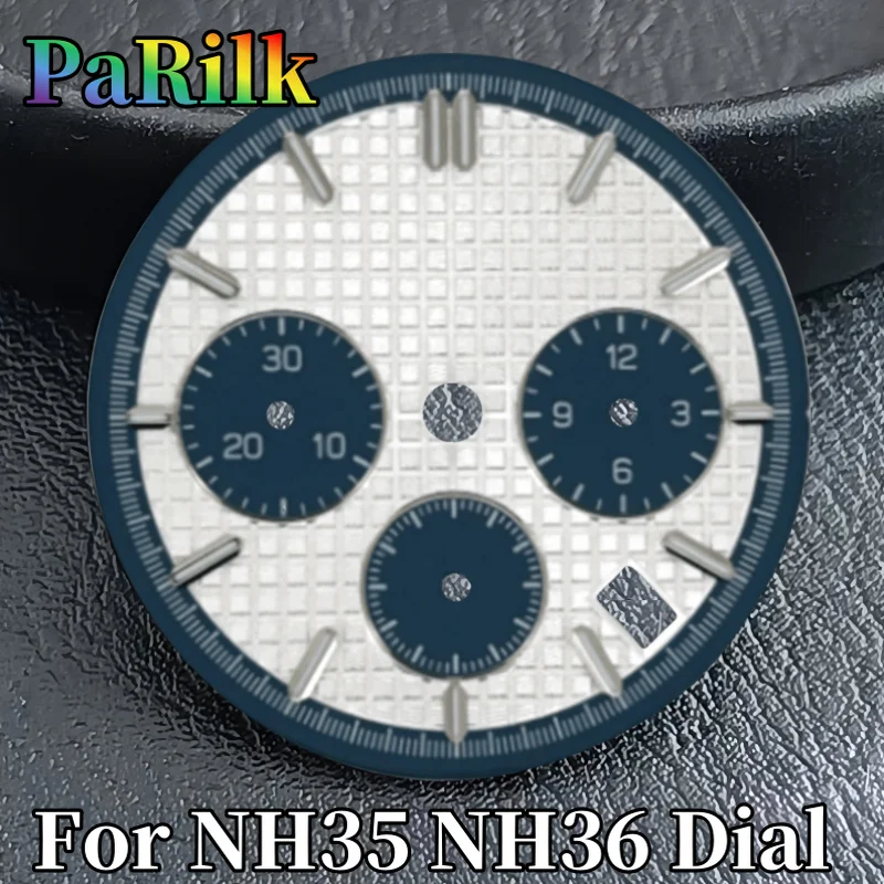 PaRilk Black Blue Dark Green Gray 31.5mm VK63 Watch Dial With Green Luminous Fit VK63 Quartz Movement Replacement Watch Part - Image 2