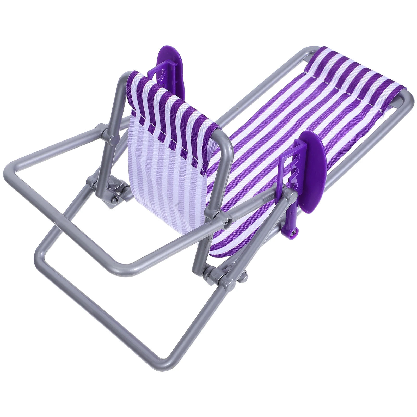 

Foldable Mini Beach For Dollhouse Miniature Landscape Furniture Cute Striped Sunbath Chair Durable Deck Chair For Diy Fairy