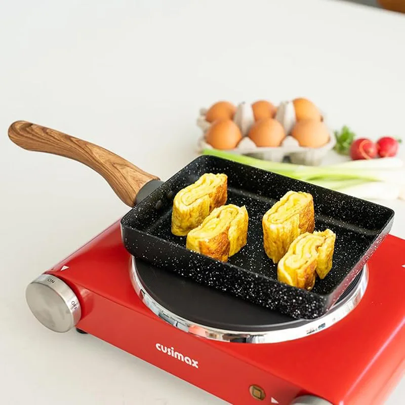 Tamagoyaki Japanische Omelettpfanne, antihaftbeschichtete Eierpfanne, rechteckige Tamago-Pfanne, kleine Eierpfanne mit Kochutensilien