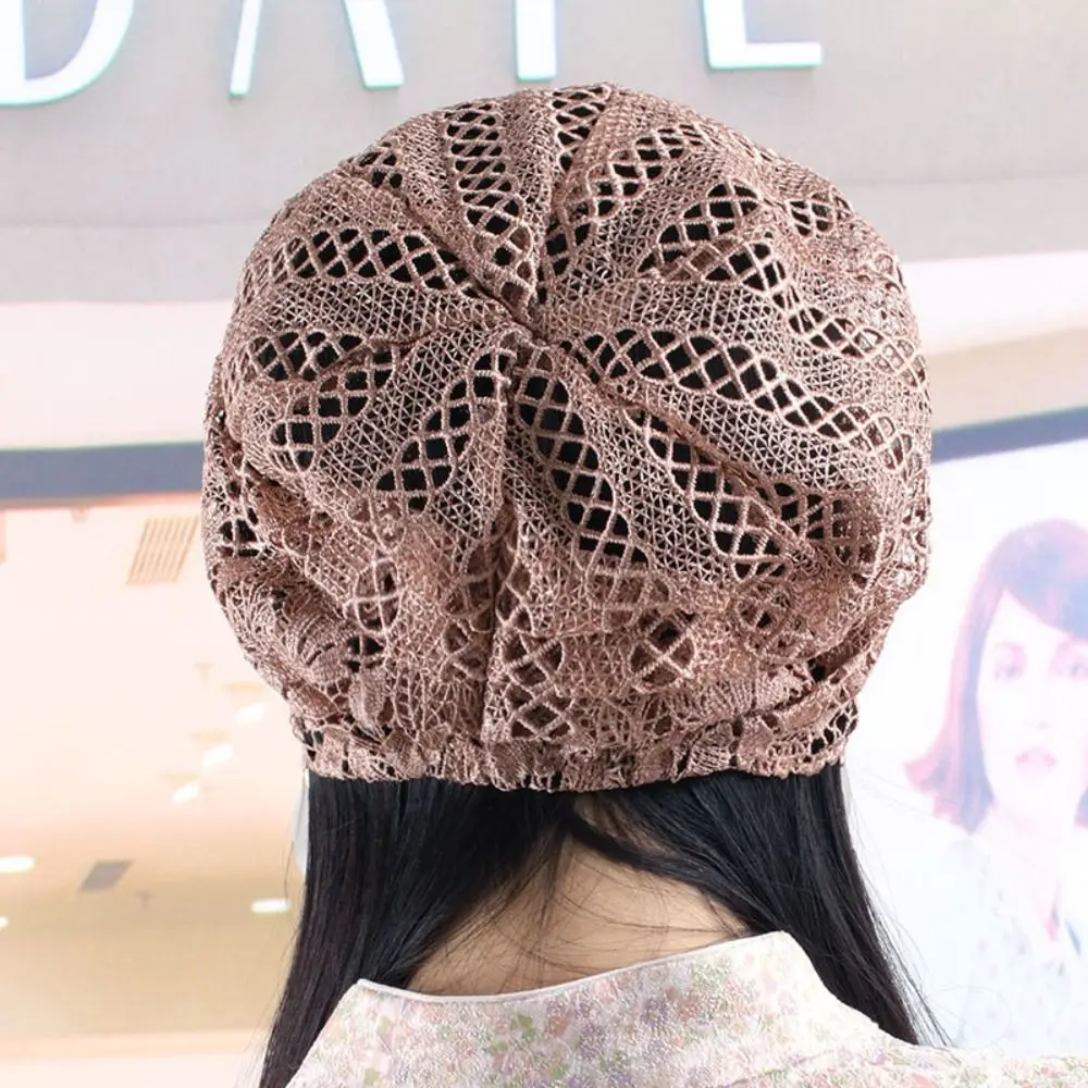 Flowers Lace Hat Breathable Summer Casual Skullies Hat Fashion Hollowed Out Sun Visor Women