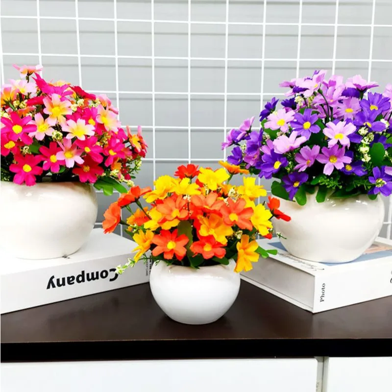 Living Room Silk Flower Dry Bouquet Plastic Artificial Flower Imitation Flower Set Jewelry Home Potted Small Ornaments Indoor