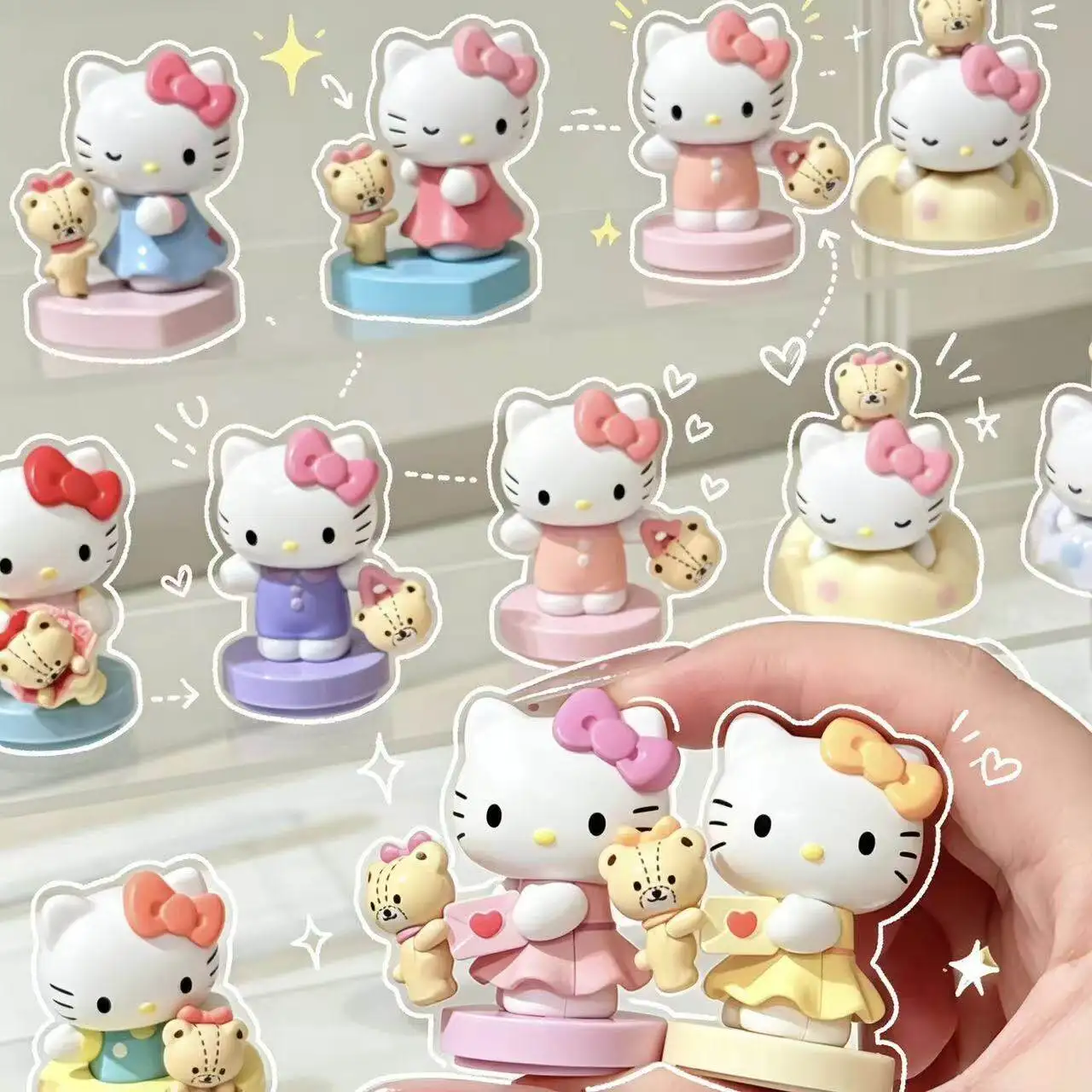 

MOETCH Sanrio Hello Kitty Companion Memory Themed Cute Bean Mystery Blind Box Gifts Toy Model Anime Figures Collect Ornaments