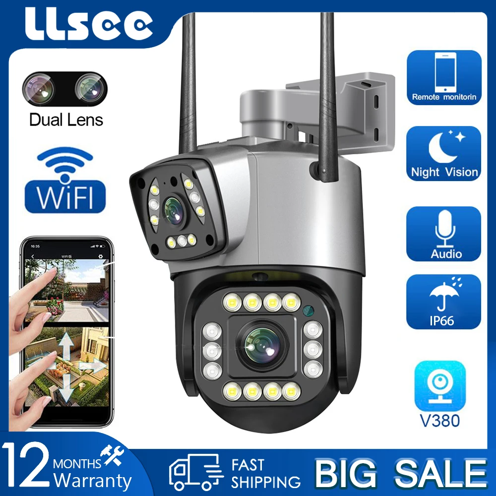 

LLSEE, V380 Pro, CCTV WIFI camera, 4K, 8MP, outdoor surveillance camera, IA motion tracking, color night vision, waterproof IP66