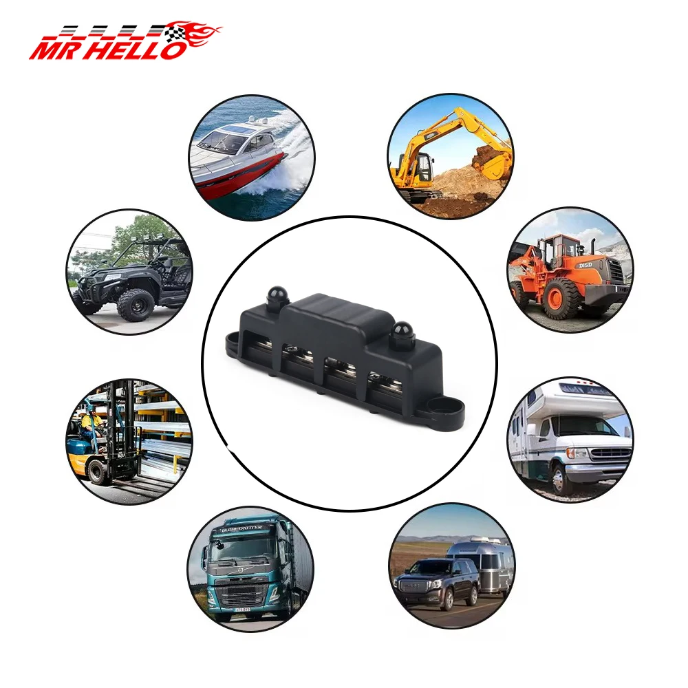 M8 M10 4 Ways Wiring Rows Bus Bar Terminal Block, Power Distribution Block Suitable For Car / Touring car / Yacht