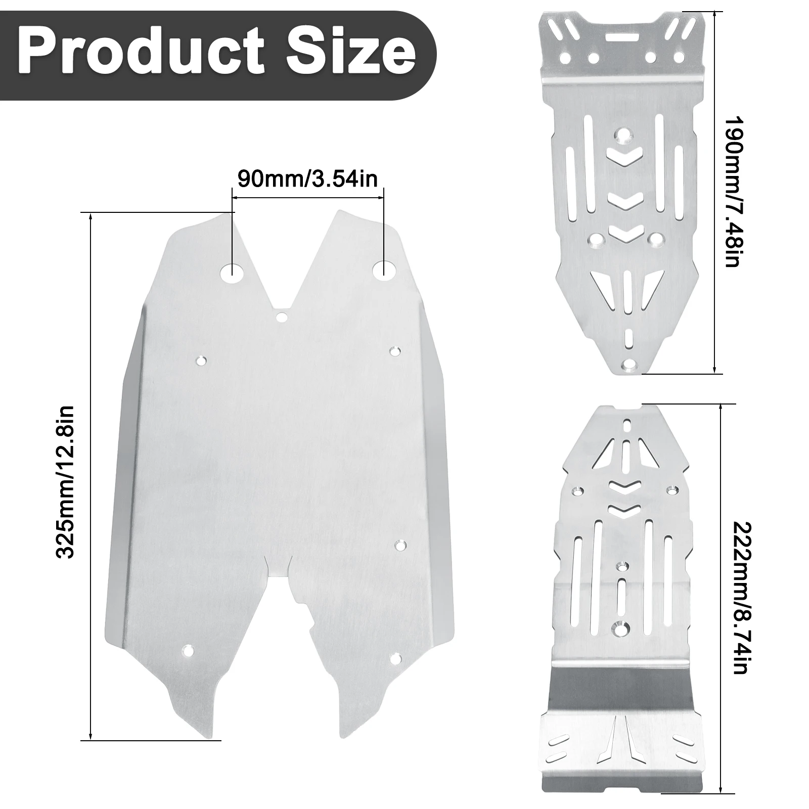 HFLRC 3PCS Stainless Steel Chassis Armor for ARRMA MOJAVE 1/8 4S 6S Desert Truck Front Rear Skid Plate Protection ARA4404