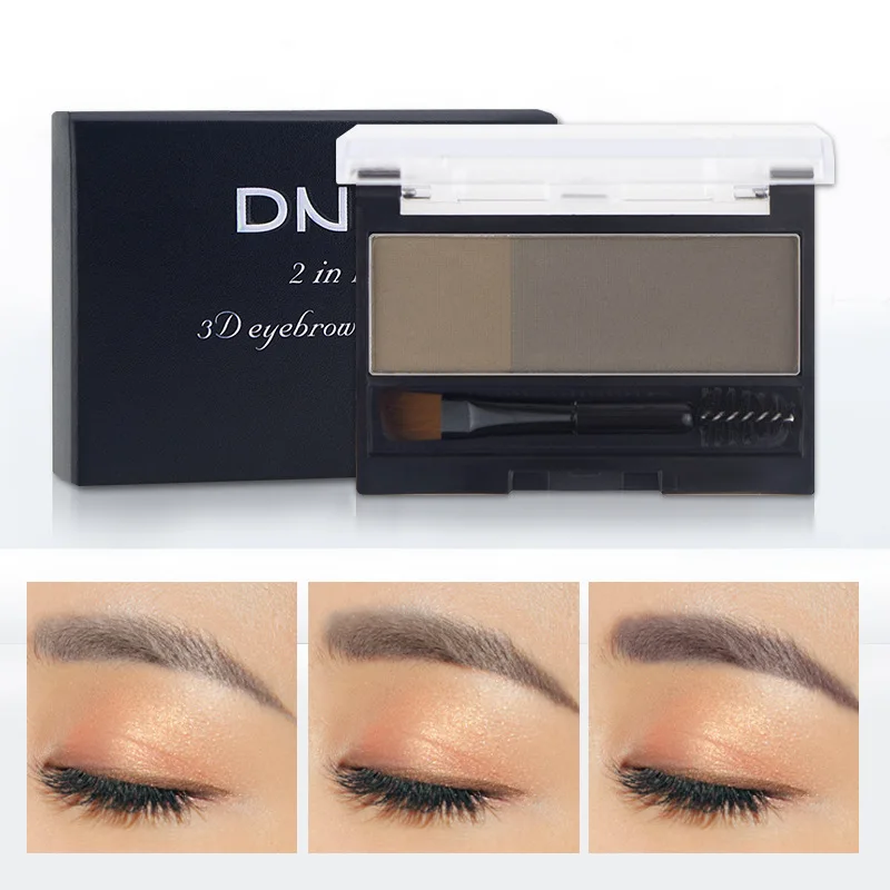 Paleta de polvos para cejas de 2 colores, maquillaje profesional de ojos en polvo tridimensional Natural duradero, herramientas de maquillaje en polvo para cejas