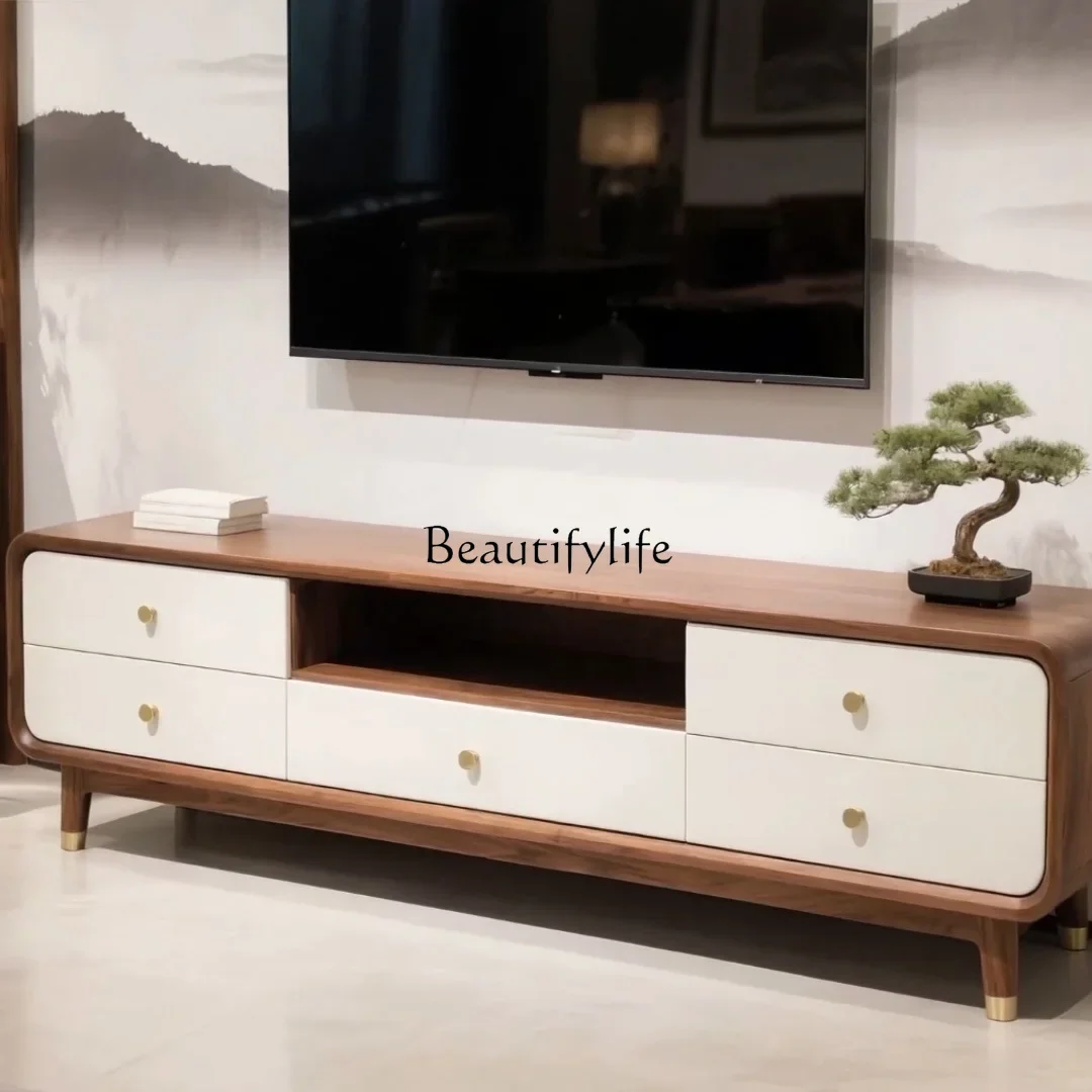 

yj21 New Chinese-style North American black walnut solid wood TV cabinet light luxury living room cabinet high-end