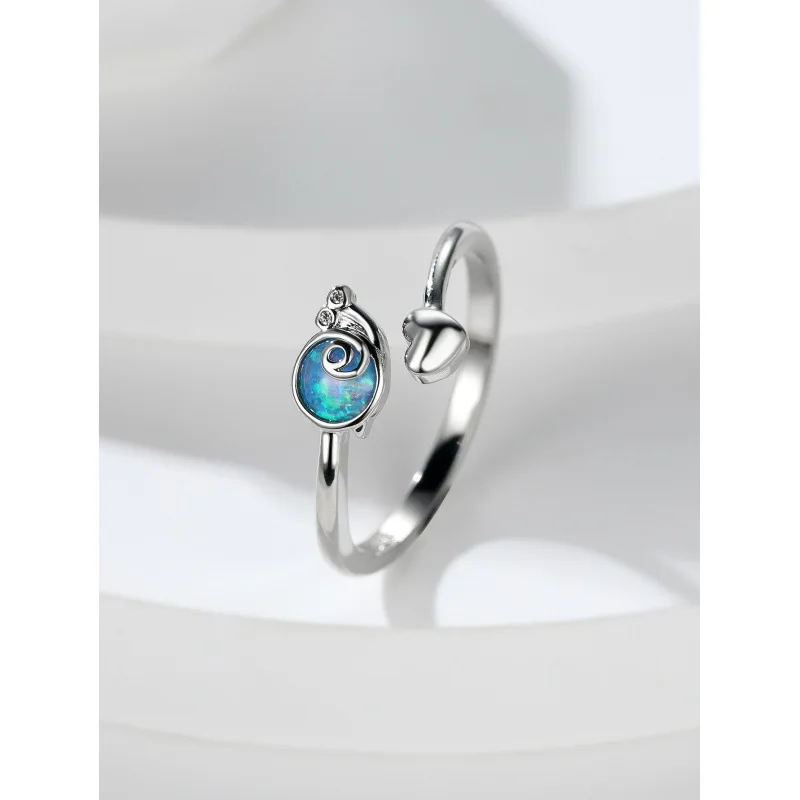 European and American Fashion Personality Blue Australian Treasure Small Snail Heart Opening Versatile Jewelry Wholesale