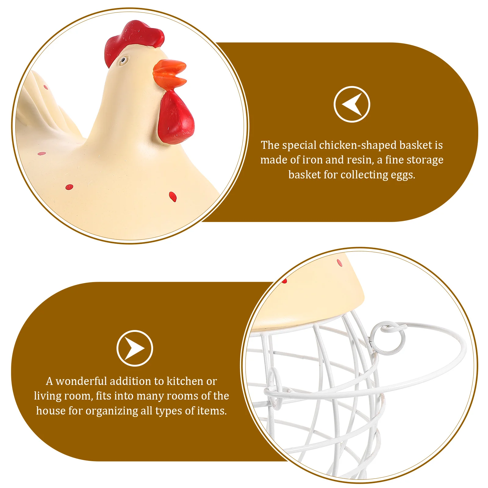 

1Pcs Iron Art Chicken Shape Egg Storage Basket Creative Holder Organizer for Kitchen Fruit Vegetable Container