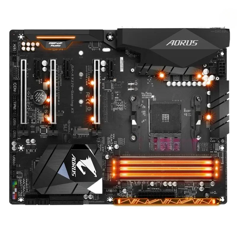 

Для материнской платы GA-AX370-Gaming K5 64 ГБ AM4 DDR4 ATX X370, материнская плата, 100% протестирована, полностью работает, коричневый
