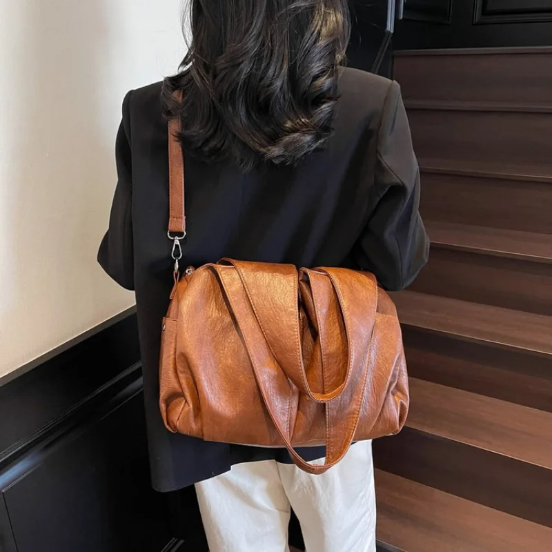 

Classic Leather Shoulder Bag For Ladies, Popular Elegant Handbag Crossbody Messenger Tote Luxury Brand Women