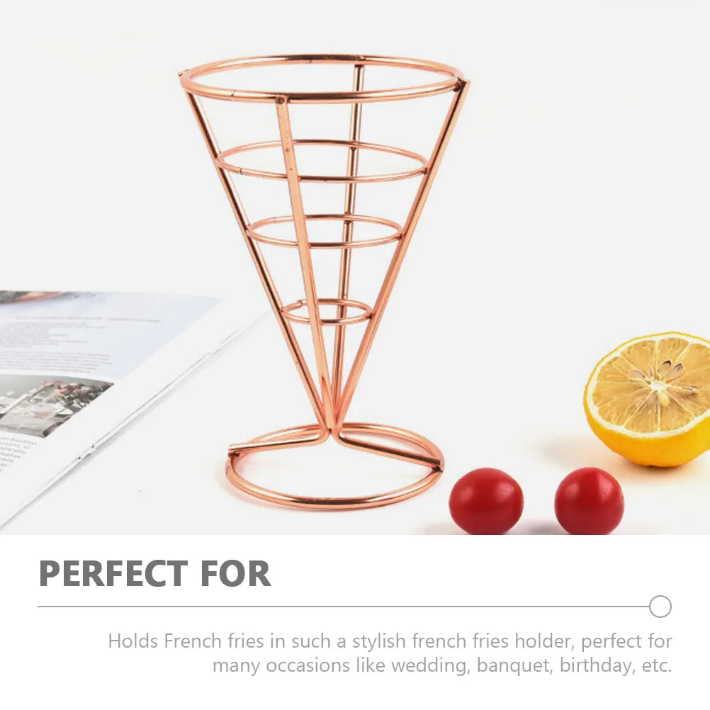 

2Pcs Black French Fries Basket Stainless Steel Snack Display Holder Compact Size Ideal for Chips Onion Rings Fried Chicken