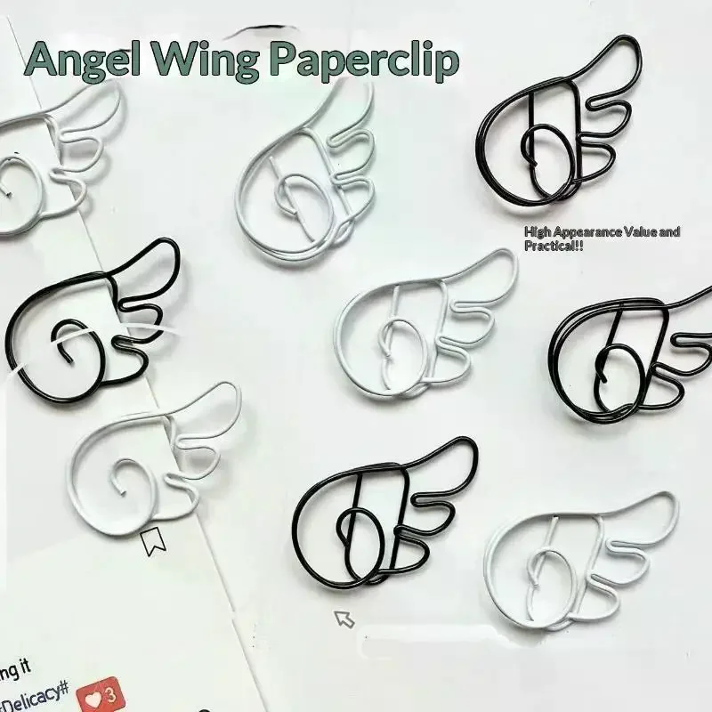 10/20/50Pcs INS Style Angel Wing Shaped Metal Paper Clips Simple Cute Pin For Student Stationery Office Decoration Supplies